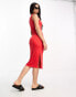 JDY side split midi dress in red