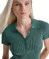 Women's Short-Sleeve Ribbed Knit Polo Shirt