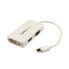 Фото #1 товара StarTech.com Travel A/V Adapter: 3-in-1 Mini DisplayPort to VGA DVI or HDMI Converter - White - 0.15 m - Mini DisplayPort - DVI-D + VGA (D-Sub) + HDMI - Male - Female - Straight