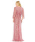 ფოტო #8 პროდუქტის Women's Beaded Striping Kimono Sleeve V Neck Gown