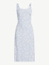 Фото #4 товара Free Assembly Midi Slip Dress Women's Large Blue Floral Tie Shoulder Square Neck