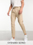 Фото #2 товара ASOS DESIGN wedding tapered wool mix smart trousers in tweed stone