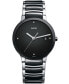 ფოტო #1 პროდუქტის Watch, Unisex Swiss Centrix Diamond Accent Stainless Steel and Black Ceramic Bracelet 38mm R30934712