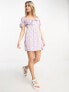 Wednesday's Girl tie front mini tea dress in purple floral