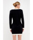 Фото #3 товара Women's Square Neck Knit Contrast Dress