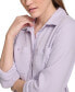 Women's Double-Crepe Button-Down Roll-Tab-Sleeve Shirt