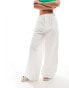 Stradivarius Petite tailored cotton super wide leg trouser in white