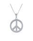 Фото #1 товара Pave Cubic Zirconia CZ Open Peace Sign Pendant Necklace For For Women Sterling Silver With Chain