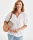 ფოტო #2 პროდუქტის Women's Cotton Voile Embroidered Top, Created for Macy's