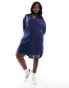 ASOS DESIGN Curve double cloth oversized shirt dress with dropped pockets in navy Синий, L - EU 44-46 - фото #1