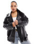 ASOS DESIGN Curve longline oversized faux leather biker jacket in black Черный, EU 58 - фото #1