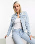 COLLUSION shrunken denim jacket co-ord in light blue