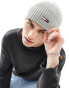 Tommy Jeans ribbed flag logo beanie in grey