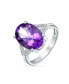 ფოტო #2 პროდუქტის 4.47CT Natural Zircon Accented Oval Natural Pink Amethyst Statement Ring For Women Rose Gold Plated .925 Sterling Silver