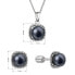 Фото #2 товара Silver jewelry set with black river pearls 29065.3B black (earrings, chain, pendant)