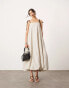 ASOS EDITON cami puff ball maxi dress in pinstripe print Nadelstreifenmuster, 38 - фото #1