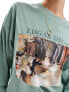 Фото #5 товара ASOS DESIGN long sleeve skater top with edgar degas ballet licence graphic in soft green