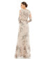 Фото #2 товара Women's Embellished V Neck Illusion Long Sleeve Gown