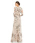 ფოტო #2 პროდუქტის Women's Embellished V Neck Illusion Long Sleeve Gown