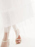 Vila Petite Bridal tulle plunge maxi dress with tiered skirt in white