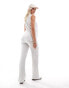 Mamalicious Maternity over the bump ribbed jersey wide leg trouser co-ord in cream melange