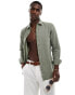 ONLY & SONS linen mix long sleeve shirt in sage sumpf, XS - фото #1