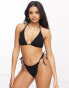 ASOS DESIGN mix and match crinkle tie side bikini bottom in black