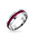 ფოტო #1 პროდუქტის Purple Channel Set Crystal Eternity Band Ring Stainless Steel Unisex 6mm