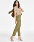 Petite Twill High Rise Fly-Front Ankle Pants