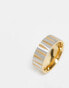 Фото #3 товара ASOS DESIGN waterproof stainless steel band ring with texture in silver and gold tone