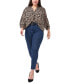 Фото #3 товара Plus Size Elegant V-Neck Leopard Print Blouse