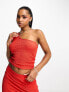 Фото #1 товара Pieces exclusive one shoulder crop top co-ord in red