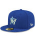 Фото #1 товара Men's Royal Miami Marlins Logo White 59FIFTY Fitted Hat