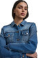 Фото #4 товара Women's Button-Down Denim Trucker Jacket