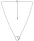 ფოტო #3 პროდუქტის Cubic Zirconia Accent Open Heart Pendant Necklace in Sterling Silver, 16" + 2" extender, Created for Macy's