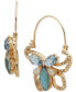 ფოტო #1 პროდუქტის Gold-Tone Pavé, Tonal Stone & Mother-of-Pearl Flower Hoop Earrings