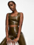 Фото #1 товара Commando co-ord faux leather squareneck crop top in green
