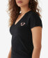 Фото #3 товара Women's Short Sleeve Arched Logo Slim V-neck T-shirt