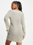 JDY wide neck knitted mini jumper dress in beige