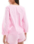 Фото #2 товара Luna tie pyjama top in baby pink stripe