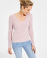 Фото #1 товара Women's V-Neck Metallic Sweater, Created for Macy's