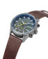 ფოტო #2 პროდუქტის Men's Dress Sport Brown Synthetic Leather Strap Watch, 47mm