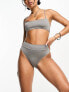Фото #4 товара Weekday Heat high waist bikini bottom in shiny grey