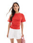 Фото #1 товара ASOS DESIGN fitted t-shirt with waistband detail in red