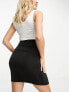 Mamalicious Maternity ruched textured jersey midi skirt in black