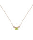 ფოტო #1 პროდუქტის Cushion Peridot Gemstone Round Natural Diamond 14K Rose Gold Birthstone Necklace