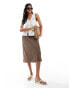 & Other Stories satin slip midi skirt in mole