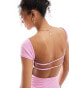 Фото #3 товара Pull&Bear polyamide open back strappy mini dress in pink