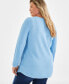 Фото #4 товара Plus Size Cotton Textured Curved-Hem Sweater, Created for Macy's