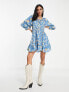 Фото #4 товара Free People floral print mini smock dress in river blue
